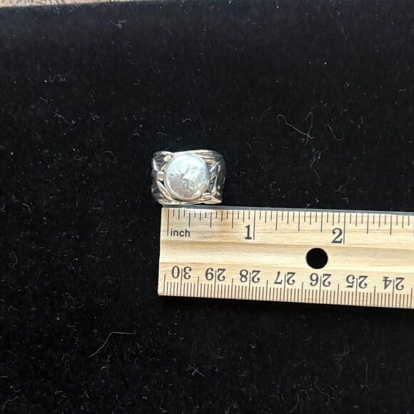 Silpada Retired 925 Sterling Silver Mermaid Pearl Statement Ring Size 6 - Picture 4 of 9